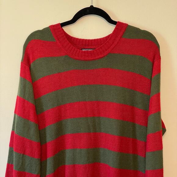 Hot Topic L Freddy Krueger Damon’s long sleeve t-shirt stripe red green knit rib - Picture 2 of 7